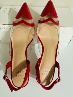 a new day Red Pointed Clear Slingback Pumps